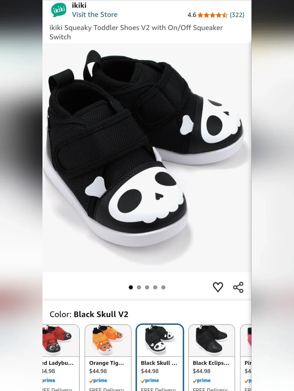 Ikki Toodler Skull Hi-Tops with On/Off Squeaker